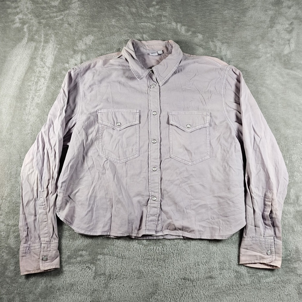 Gap Western Shirt Womens Medium Pink Pearl Snap Long Sleeve Rodeo Southwest